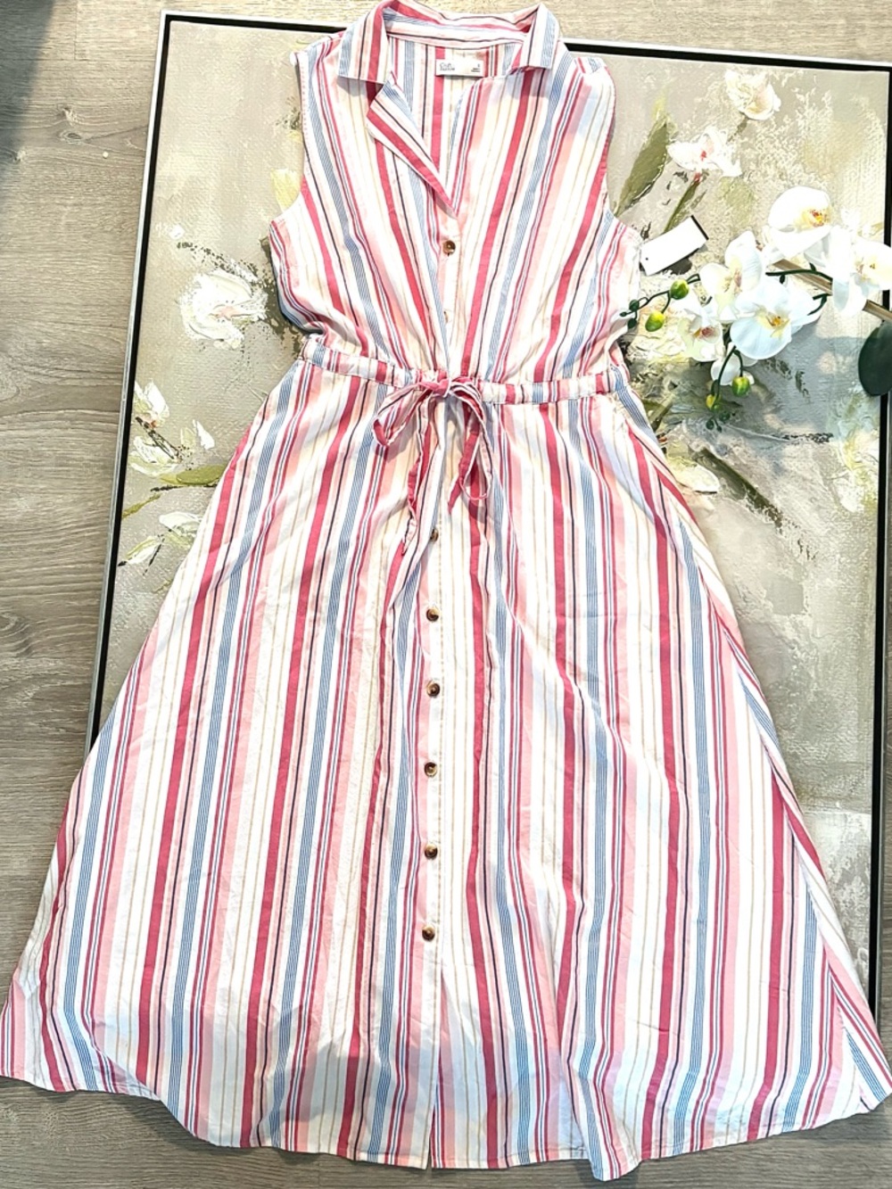 Sleeveless Candy Striped Cotton Dress